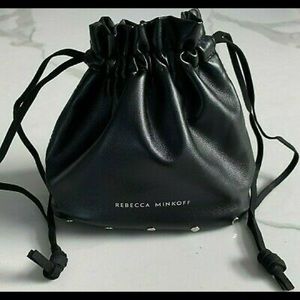 Rebecca Minkoff black faux leather cosmetic bag travel toiletry pouch